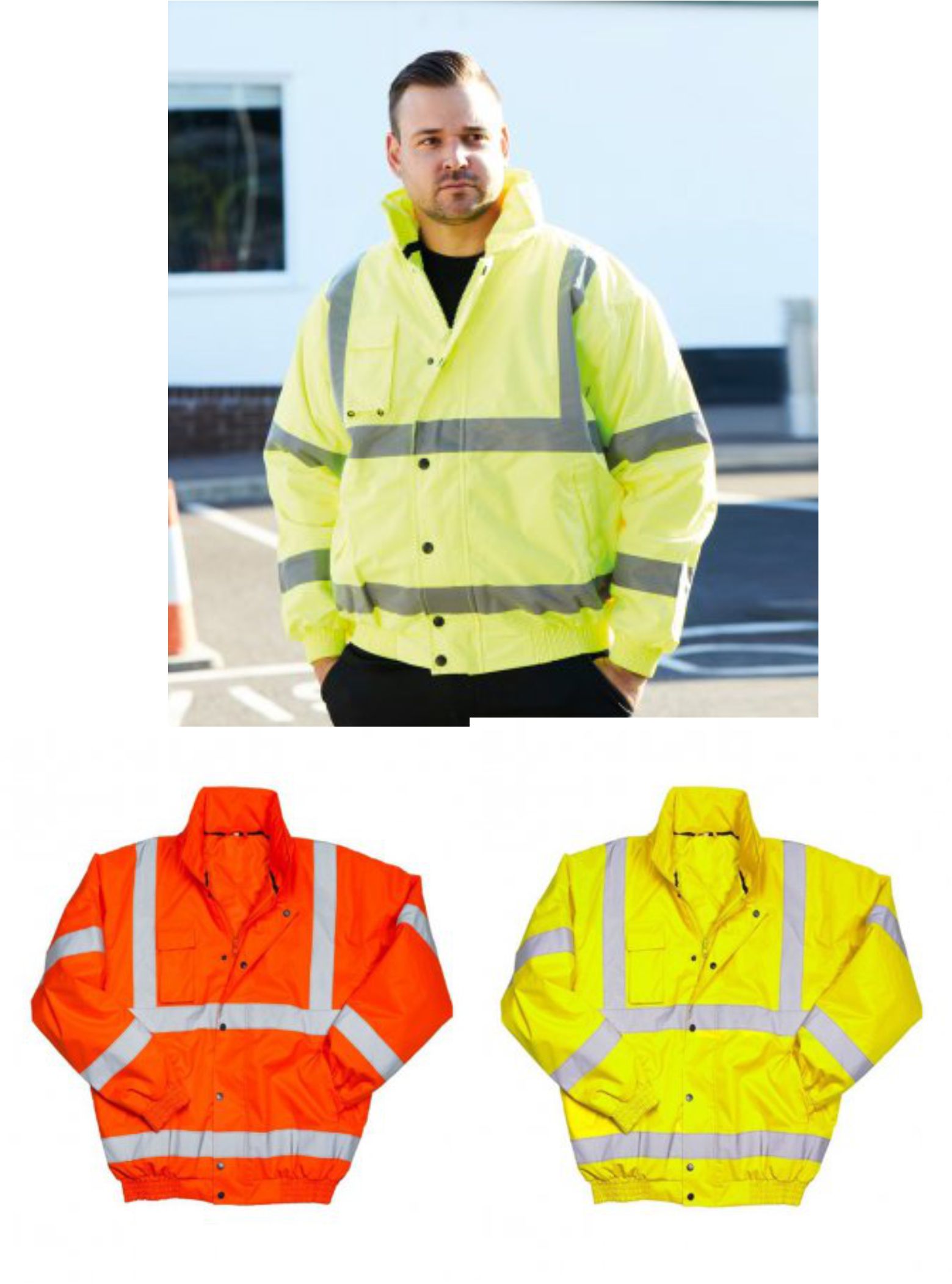 Warrior WR023 Tulsa Hi-Vis Bomber Jacket  Warrior WR023 Tulsa Hi-Vis Bomber Jacket